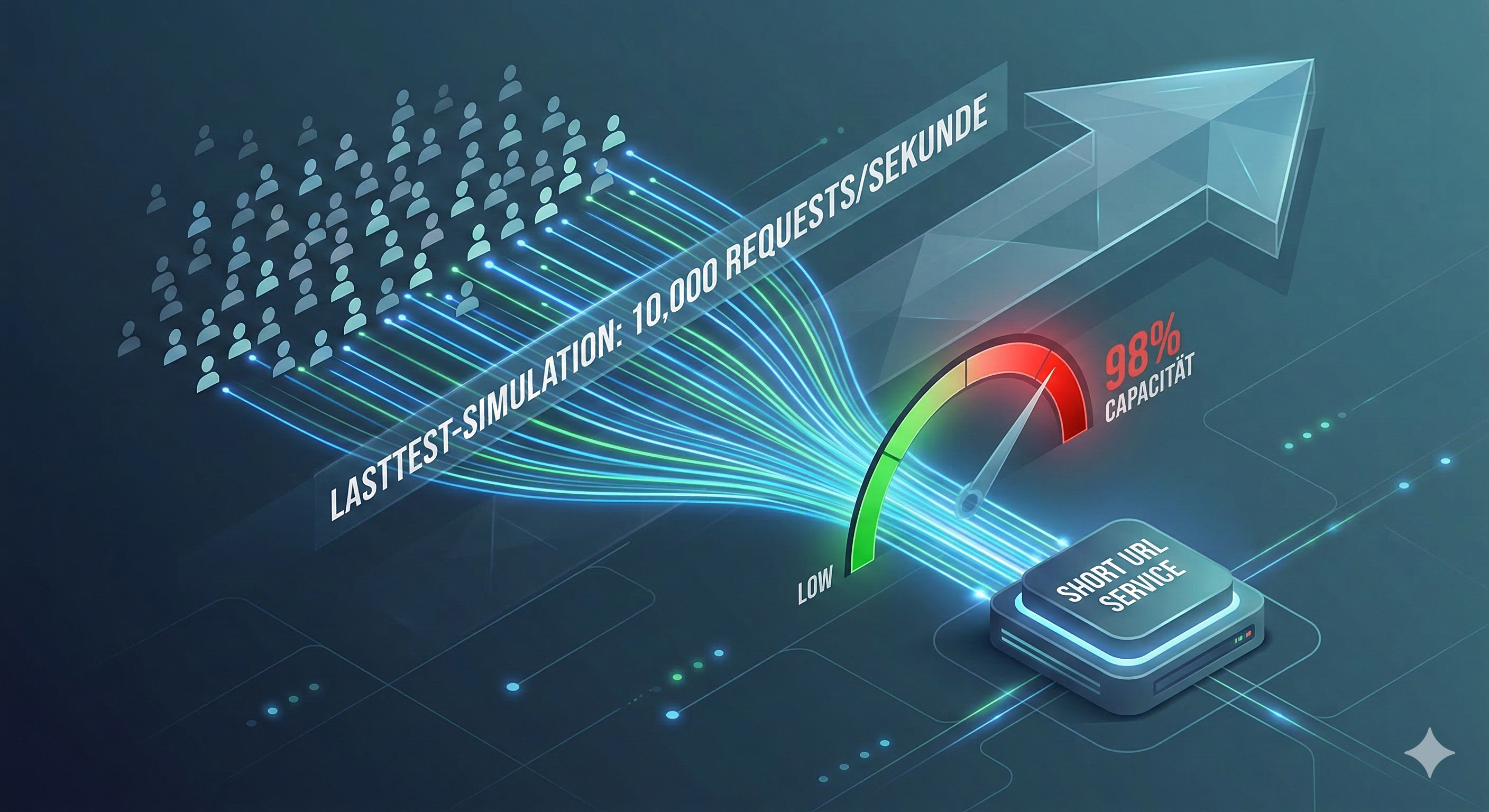 Visualisierung eines Lasttests für einen Kurz-URL-Dienst mit hoher Auslastung